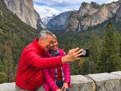 Guests enjoying a private Yosemite overlook experience
